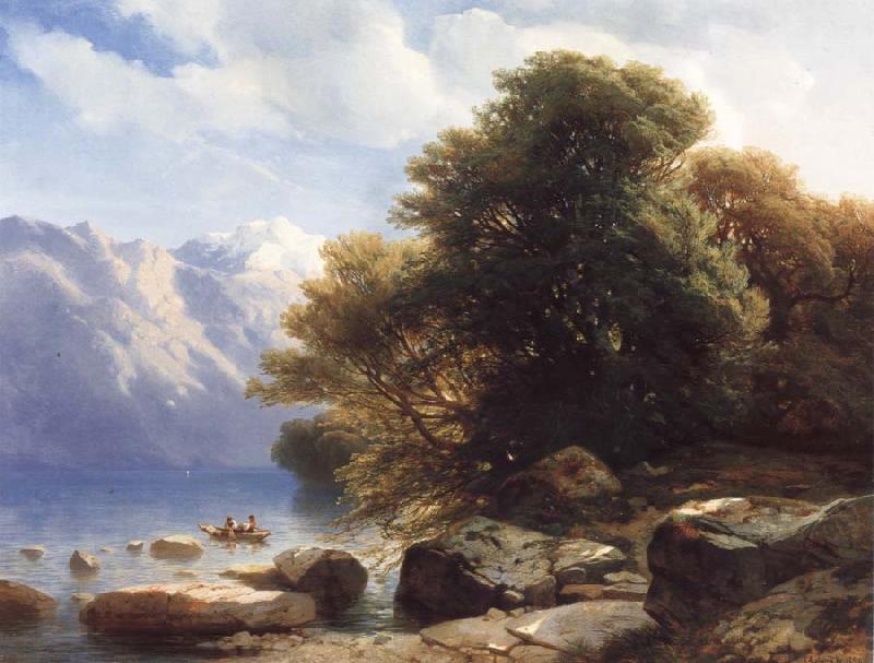 Alexandre Calame THe Lake of Thun Germany oil painting art